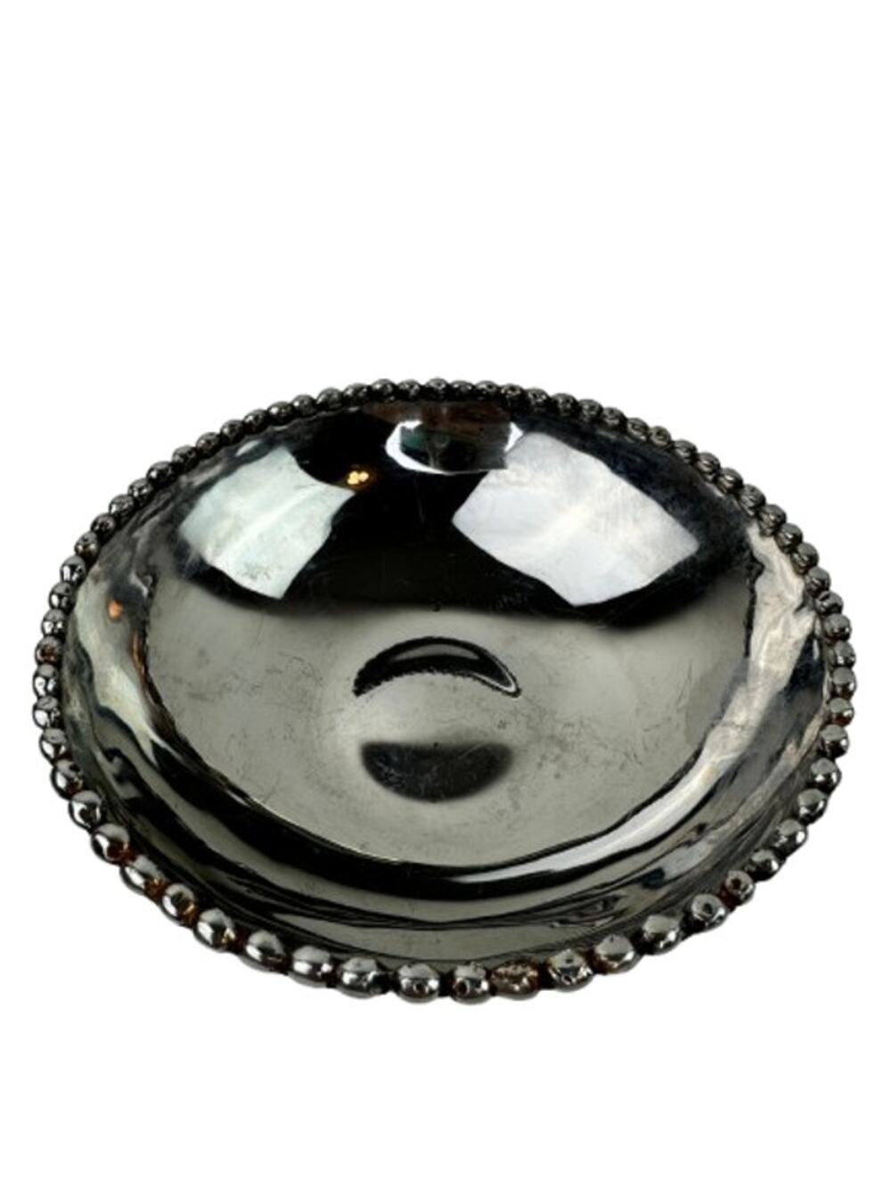 VINTAGE MCM Michael Aram 6.25 Inch Stainless Bowl Molten Beaded Signed RARE